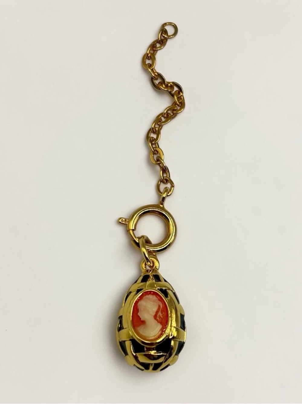 Joan Rivers Fabergé Style Egg Cameo Charm Pendant w/Extender